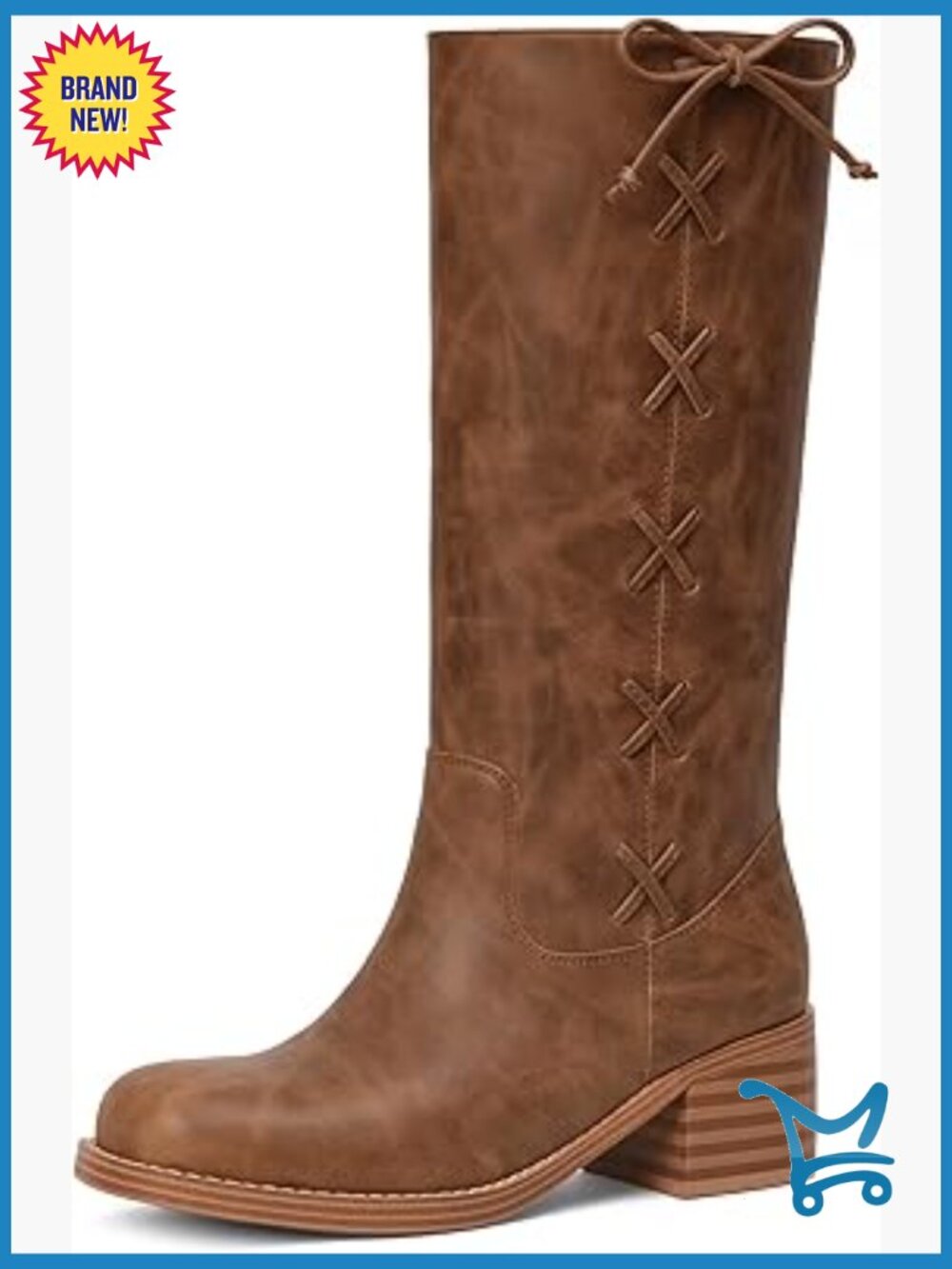 Mid Calf Chunky Block Low Heel Square Toe Fashion Boots